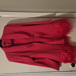 fur trim hot pink blazer small absolutely stunning flattering beautiful color